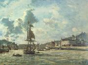 Johan Barthold Jongkind Entrance to the Port of Honfleur (Windy Day) (nn02) oil painting on canvas